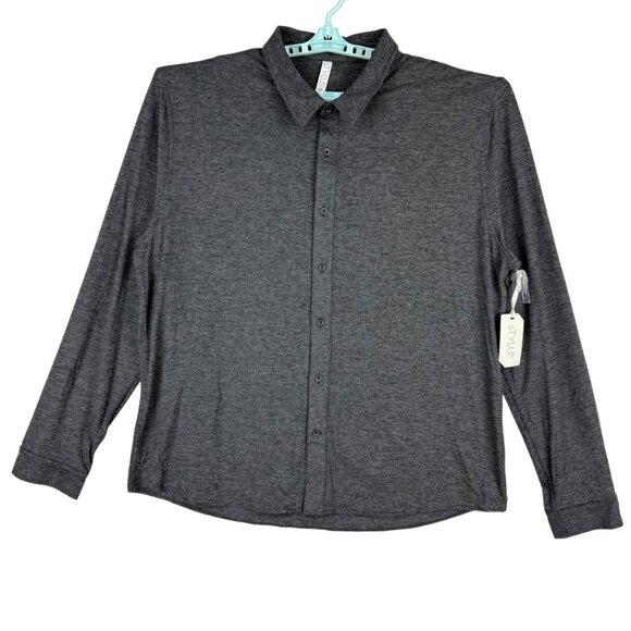 Stylus Men's Long Sleeve Stretch Buttons Casual French Indigo Shirt Size XXL NWT - Picture 1 of 11